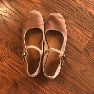 Doen Blush Velvet Mary Jane Flats Size 9